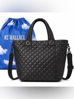 MZ Wallace Black Quilted Tote Bag w/ Crossbody Strap + Dust Bag